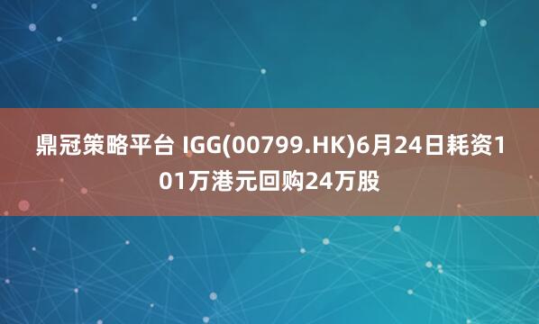 鼎冠策略平台 IGG(00799.HK)6月24日耗资101万港元回购24万股